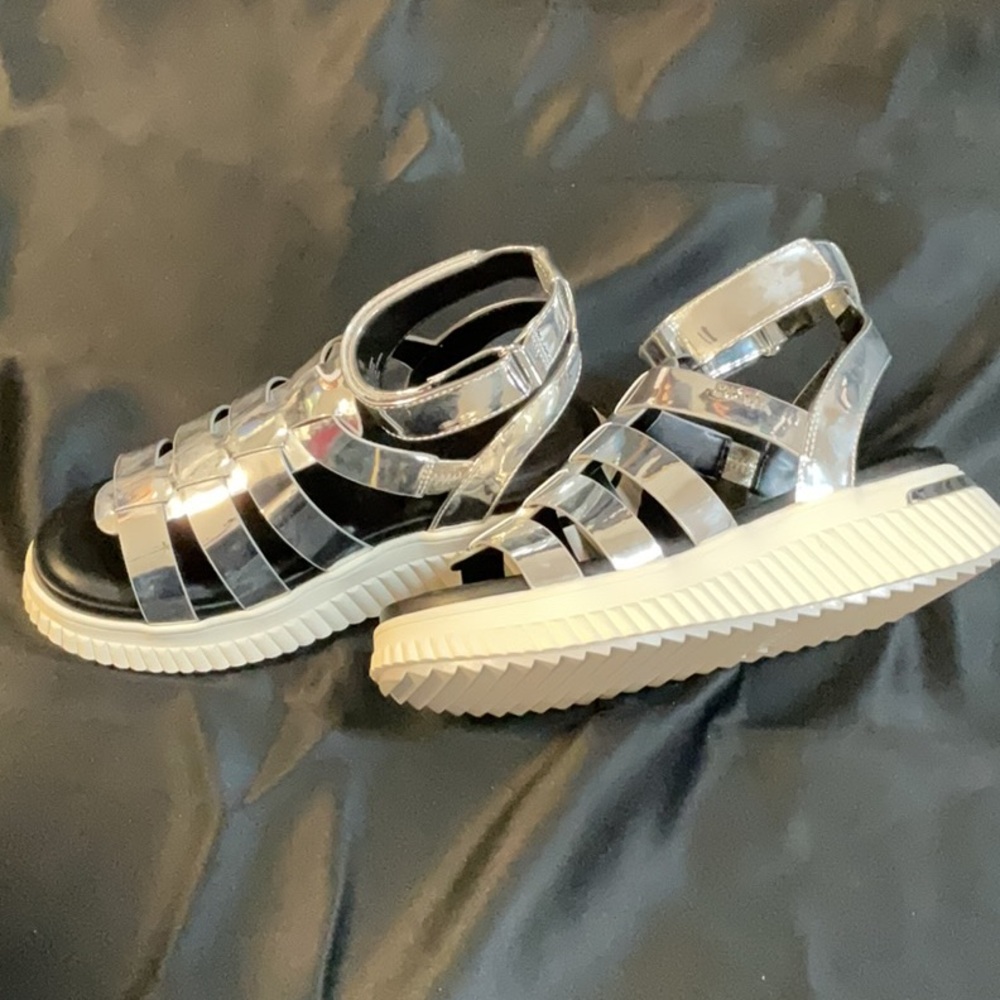 Woman’s Silver Gladiator Sandals - image 3